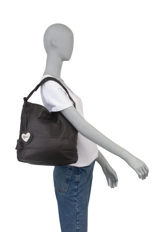 CHRISTIAN DIOR LEATHER HOBO BAG CAFE