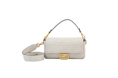 FENDI BAGUETTE EMBOSSED FF WHITE ZUCCA