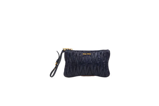 MIU MIU CLUTCH WRISTLET MATELASSE NAVY