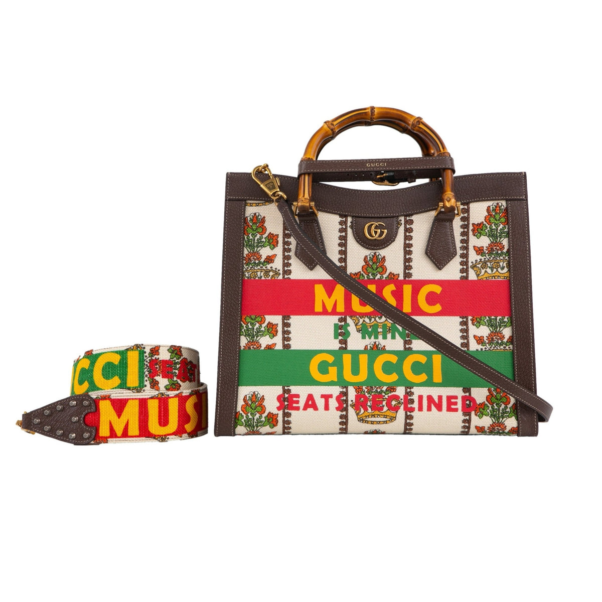 GUCCI DIANA BAMBOO TOTE PRINTED CANVA