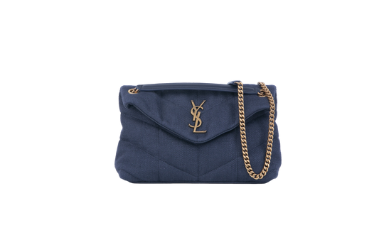 YSL LOULOU PUFFER CLOTH NAVY SMALL