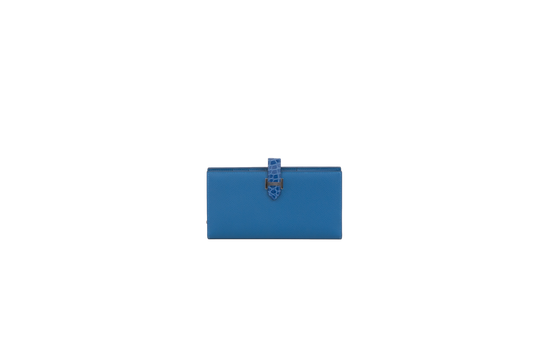 HERMÈS WALLET BLEU GALICE LANGUE CROCO