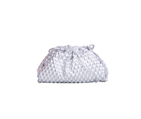 BOTTEGA MINI POUCH FABRIC BUBBLE WRAP METALLIC SILVER
