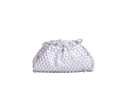 BOTTEGA MINI POUCH FABRIC BUBBLE WRAP METALLIC SILVER