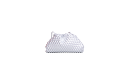 BOTTEGA MINI POUCH FABRIC BUBBLE WRAP METALLIC SILVER