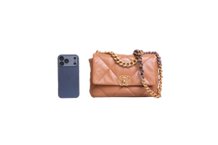 CHANEL 19 SMALL FLAP BAG LAMBSKIN CARAMEL
