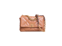 CHANEL 19 SMALL FLAP BAG LAMBSKIN CARAMEL