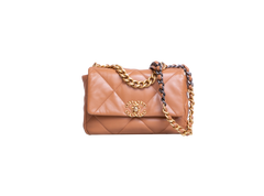 CHANEL 19 SMALL FLAP BAG LAMBSKIN CARAMEL