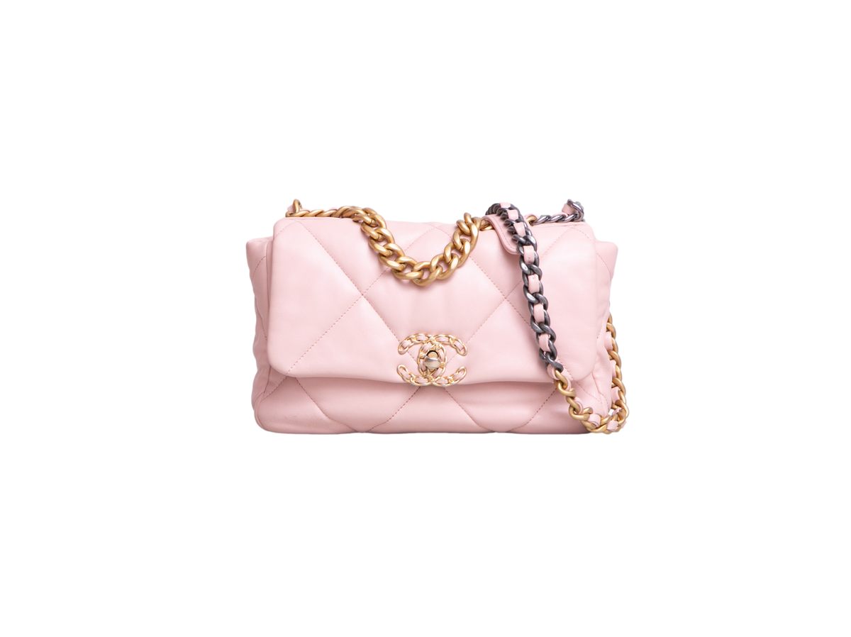 CHANEL 19 FLAP SMALL LAMBSKIN LIGHT PINK TWO-TONE HDWR