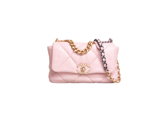 CHANEL 19 FLAP SMALL LAMBSKIN LIGHT PINK TWO-TONE HDWR