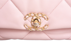 CHANEL 19 FLAP SMALL LAMBSKIN LIGHT PINK TWO-TONE HDWR