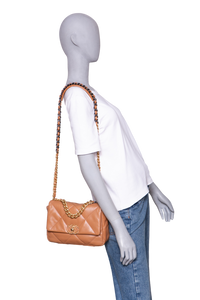 CHANEL 19 SMALL FLAP BAG LAMBSKIN CARAMEL