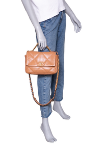 CHANEL 19 SMALL FLAP BAG LAMBSKIN CARAMEL