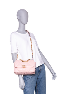CHANEL 19 FLAP SMALL LAMBSKIN LIGHT PINK TWO-TONE HDWR