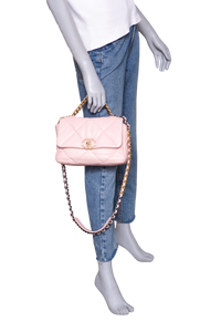 CHANEL 19 FLAP SMALL LAMBSKIN LIGHT PINK TWO-TONE HDWR
