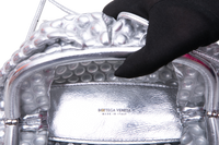 BOTTEGA MINI POUCH FABRIC BUBBLE WRAP METALLIC SILVER
