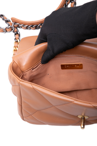CHANEL 19 SMALL FLAP BAG LAMBSKIN CARAMEL
