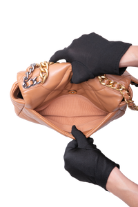 CHANEL 19 SMALL FLAP BAG LAMBSKIN CARAMEL