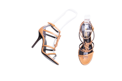 YSL SANDAL CASSANDRA CALFSKIN GOLD BROWN - 35 1/2 BR