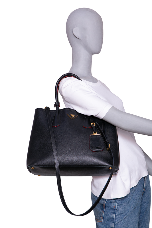 PRADA DOUBLE MEDIUM SAFFIANO BLACK