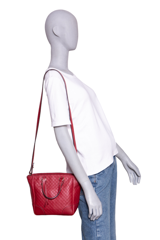 GUCCI MICROGUCCISSIMA SMALL BREE TOTE RED