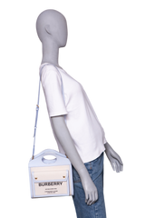 BURBERRY MINI POCKET BAG CANVAS AND LEATHER PALE BLUE