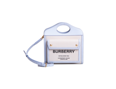 BURBERRY MINI POCKET BAG CANVAS AND LEATHER PALE BLUE