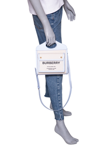 BURBERRY MINI POCKET BAG CANVAS AND LEATHER PALE BLUE