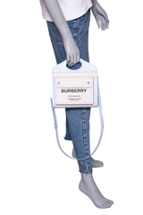 BURBERRY MINI POCKET BAG CANVAS AND LEATHER PALE BLUE