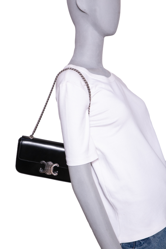 CELINE CLAUDE SHINY CALFSKIN BLACK