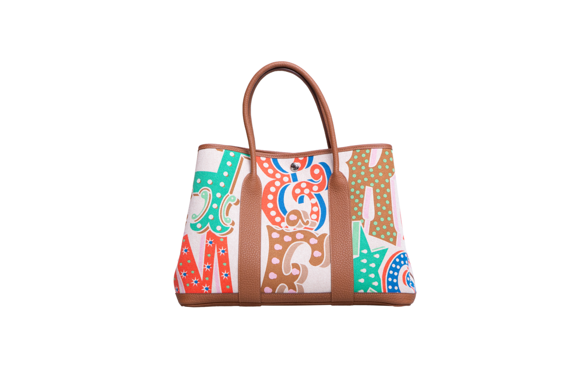 HERMÈS GARDEN PARTY 36 TOILE NEGONDA H PLUME TOTE CAPUCINE ÉCRU/GOLD - PLD HDWR