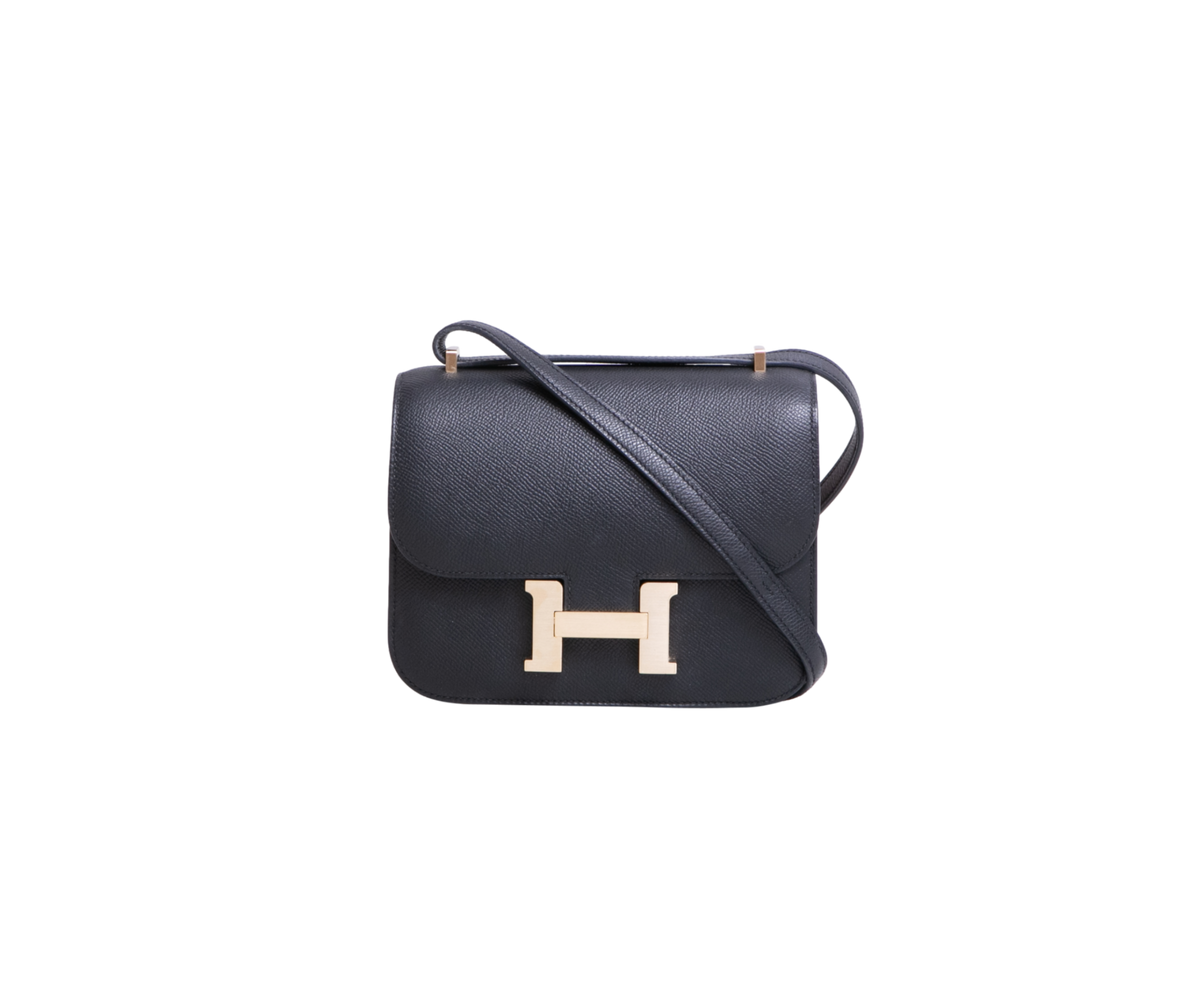 HERMÈS CONSTANCE 18 III MINI MIROIR VEAU EPSOM NOIR - PERMABRASS GOLD HDWR