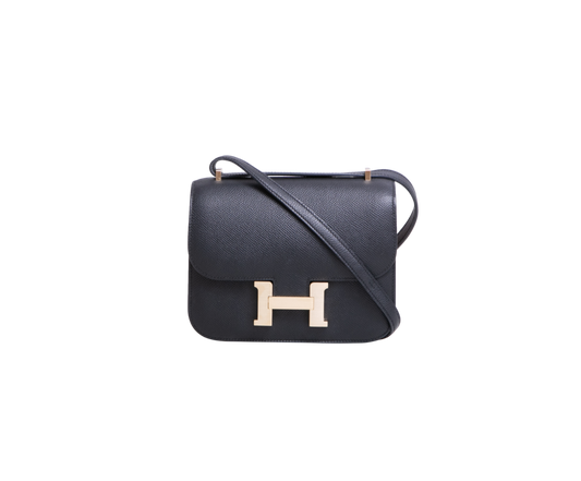 HERMÈS CONSTANCE 18 III MINI MIROIR VEAU EPSOM NOIR - GOLD HDWR
