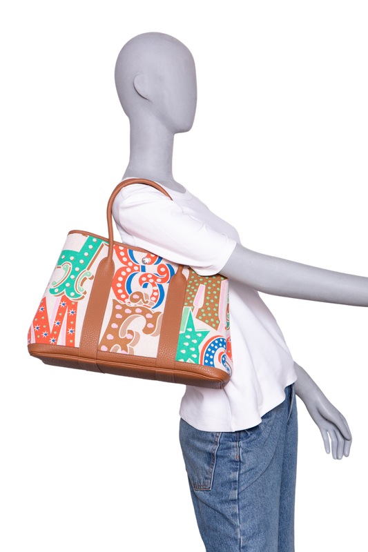 HERMÈS GARDEN PARTY 36 TOILE NEGONDA H PLUME TOTE CAPUCINE ÉCRU/GOLD - PLD HDWR