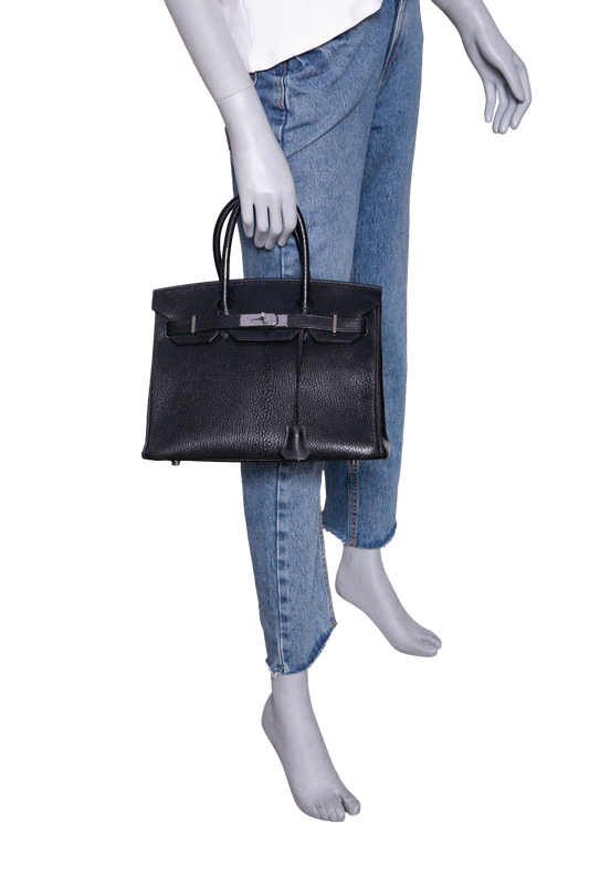HERMÈS BIRKIN 30 CHÈVRE COROMANDE L II 89 NOIR-PLD HDWR