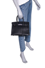 HERMÈS BIRKIN 30 CHÈVRE COROMANDE L II 89 NOIR-PLD HDWR