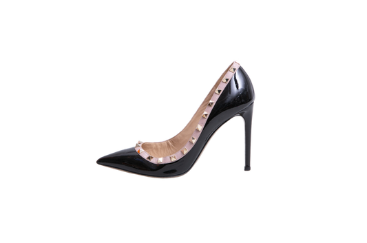 VALENTINO GARAVANI SCARPIN ROCKSTUD PATENT BLACK - 37 BR