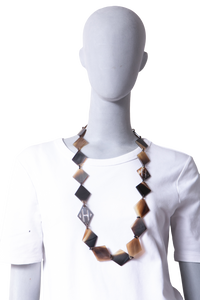 HERMÈS LONG NECKLACE BUFFALO HORN LENA BROWN