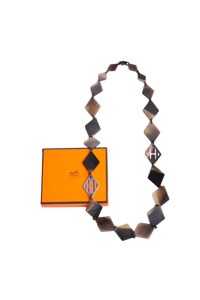 HERMÈS LONG NECKLACE BUFFALO HORN LENA BROWN