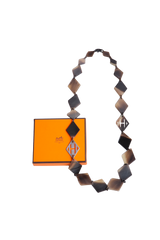 HERMÈS LONG NECKLACE BUFFALO HORN LENA BROWN