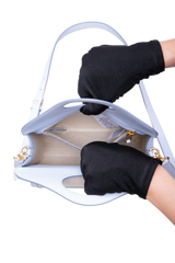 BURBERRY MINI POCKET BAG CANVAS AND LEATHER PALE BLUE