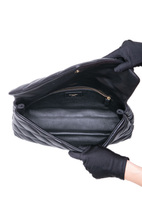 YSL SADE PUFFER LAMBSKIN QUILTED BLACK LARGE - GOLD HDWR