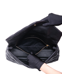YSL SADE PUFFER LAMBSKIN QUILTED BLACK LARGE - GOLD HDWR