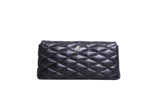 YSL SADE PUFFER LAMBSKIN QUILTED BLACK LARGE - GOLD HDWR