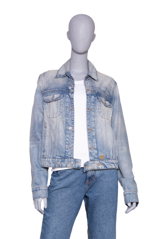 COURRÈGES JACKET MEN'S STRAP DENIM DIRTY BLUE