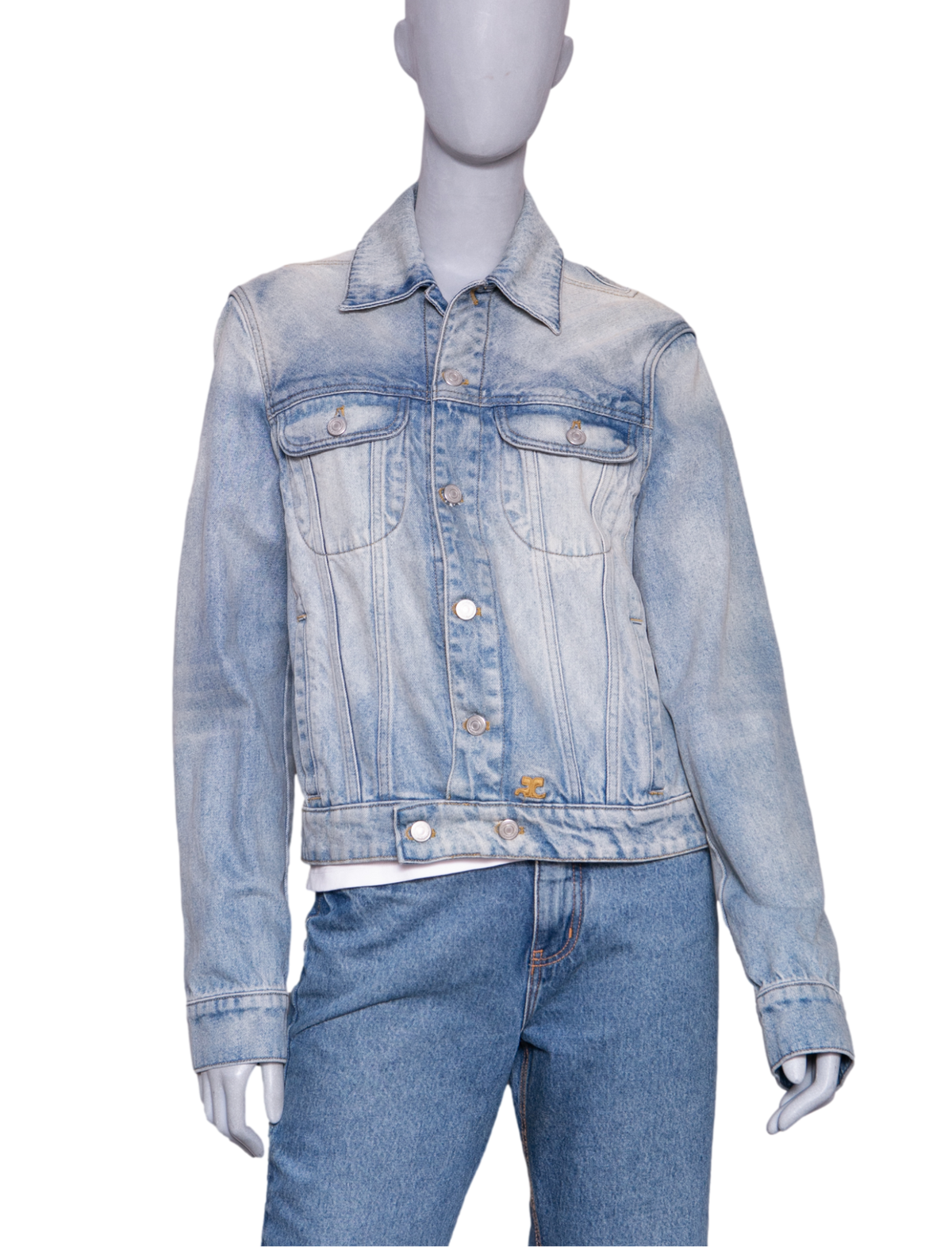 COURRÈGES JACKET MEN'S STRAP DENIM DIRTY BLUE