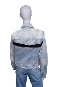 COURRÈGES JACKET MEN'S STRAP DENIM DIRTY BLUE