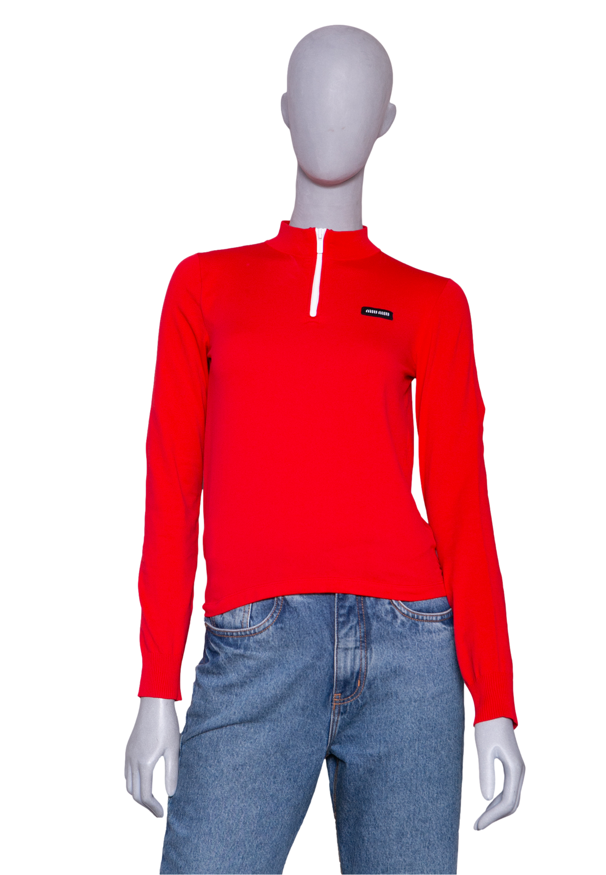 MIU MIU TECHNICAL YARN SWEATER RED