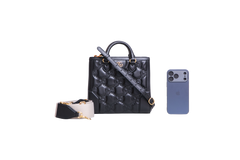 GUCCI SMALL GG MATELASSÊ TOP HANDLE BLACK