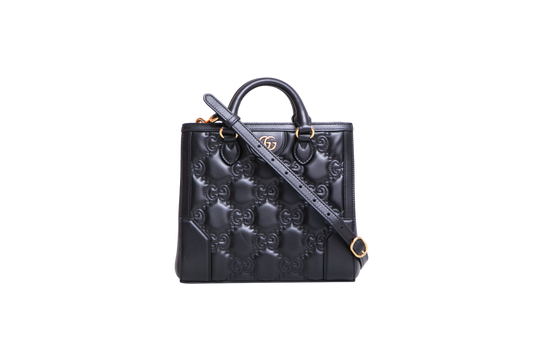 GUCCI SMALL GG MATELASSÊ TOP HANDLE BLACK
